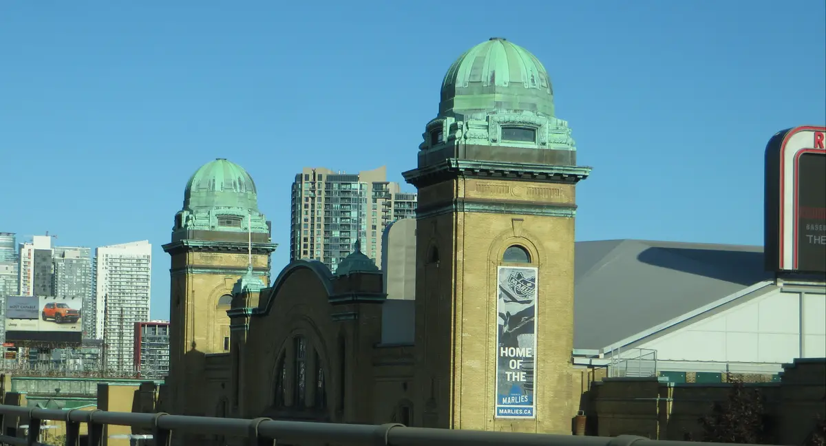 The exterior of Coca-Cola Coliseum at Exhibition Place in Toronto.